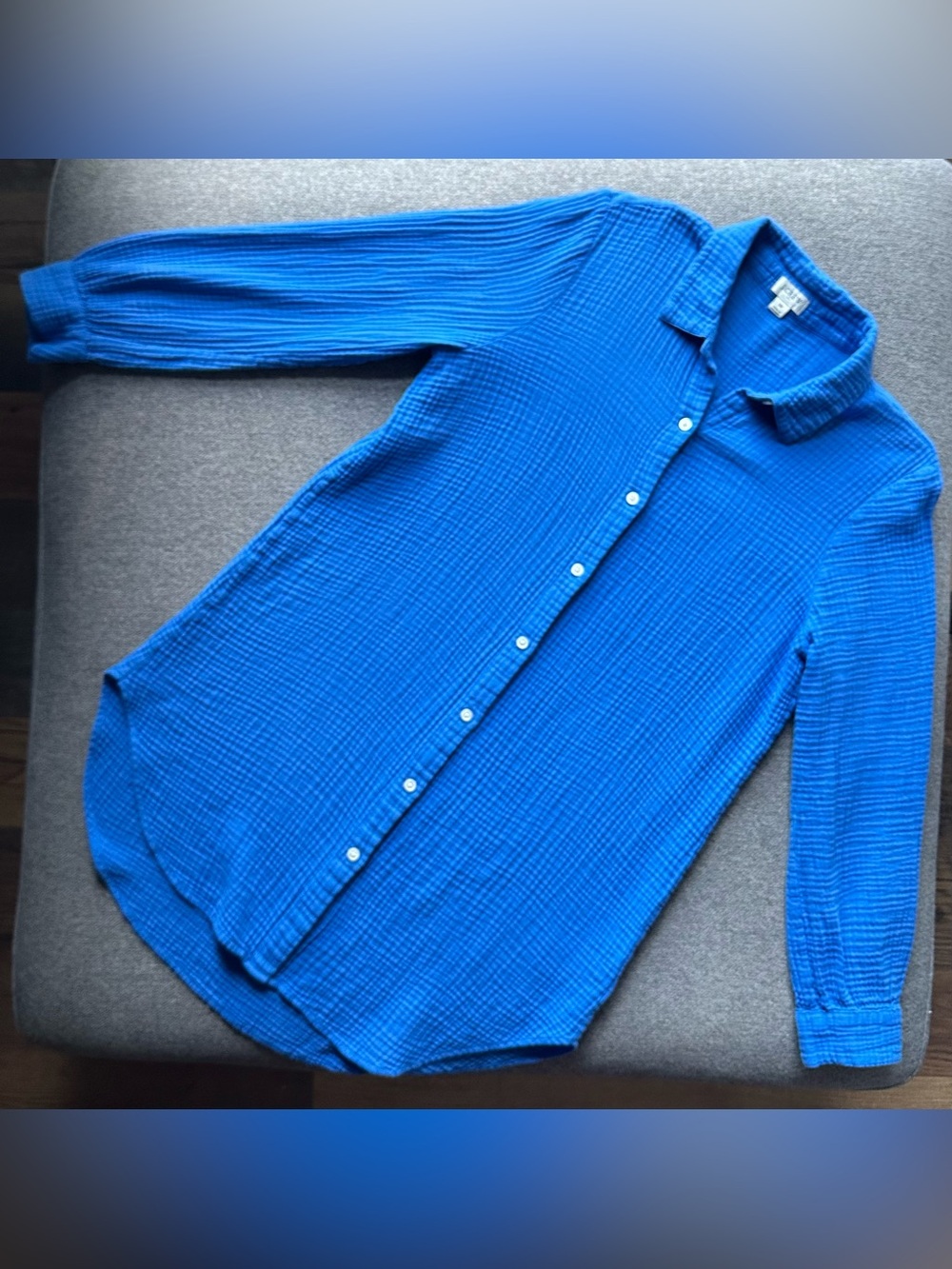 J. Crew Blue Button Down Gauze Tunic Cover Up Long Sleeve Medium
